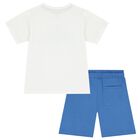 Boys White & Blue Pineapple Shorts Set, 3, hi-res