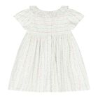Baby Girls White Floral Stripe Dress, 1, hi-res