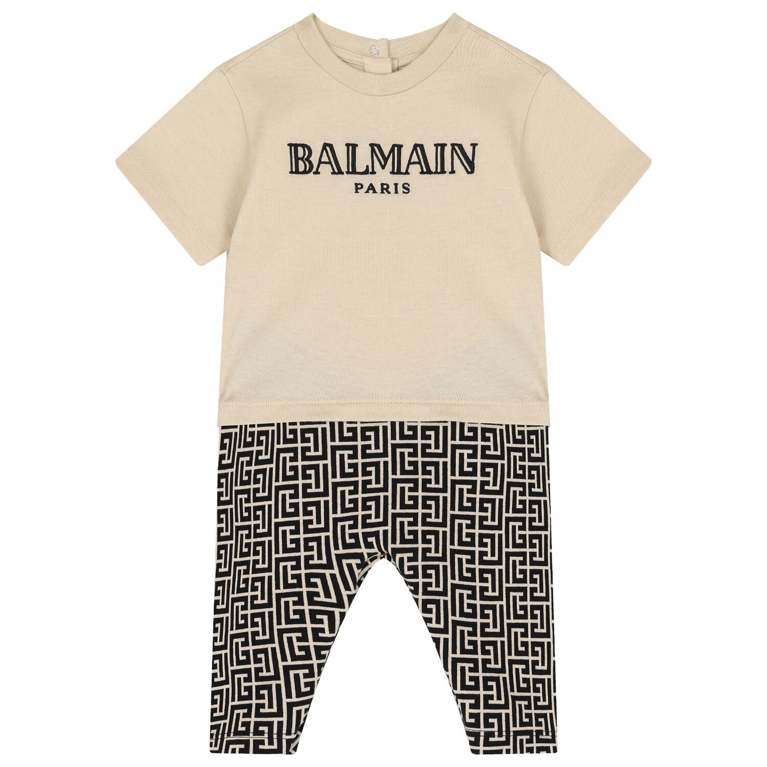 Beige Monogram Babygrow & Hat Set, 1, hi-res image number null