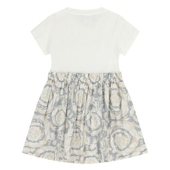 Younger Girls White & Pink Black Dress