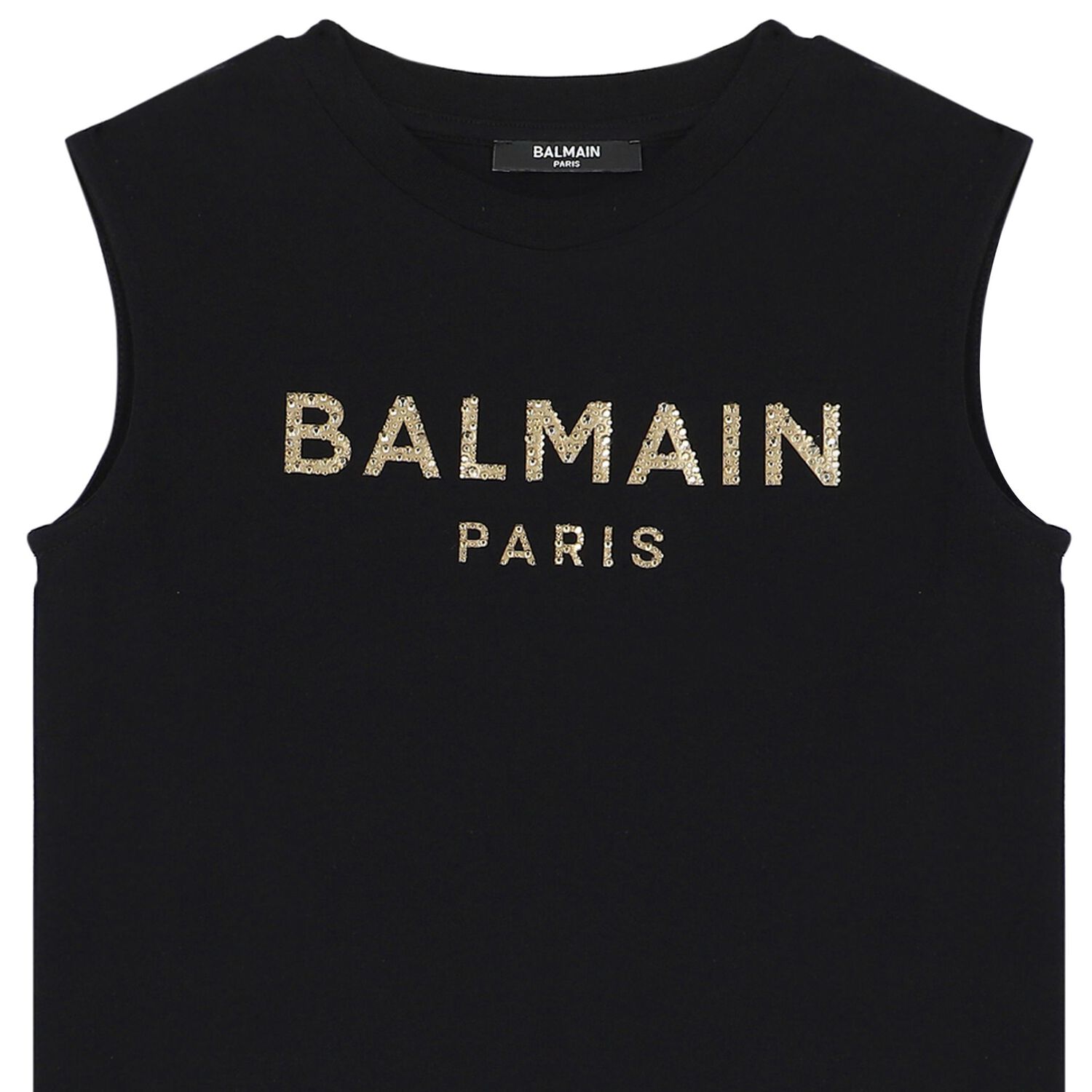 Girls Black & Gold Logo Dress, 2, hi-res