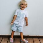 Boys White & Blue Logo Shorts Set, 1, hi-res