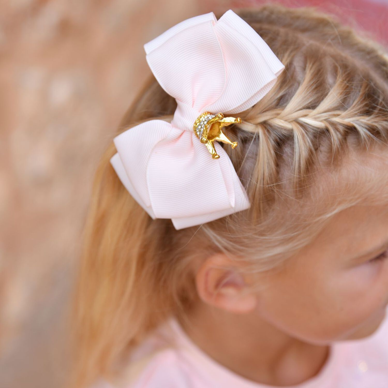 Girls Pink Bow Hairclip, 1, hi-res