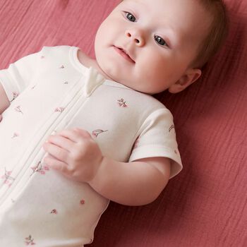 Baby Girls White & Pink Rompers ( 2 Pack )