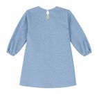 Girls Blue Embroidered Dress, 1, hi-res