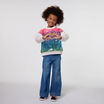 Girls Pink Sequins Sweatshirt