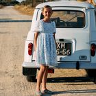 Girls Blue & White Embroidered Tulle Dress, 1, hi-res