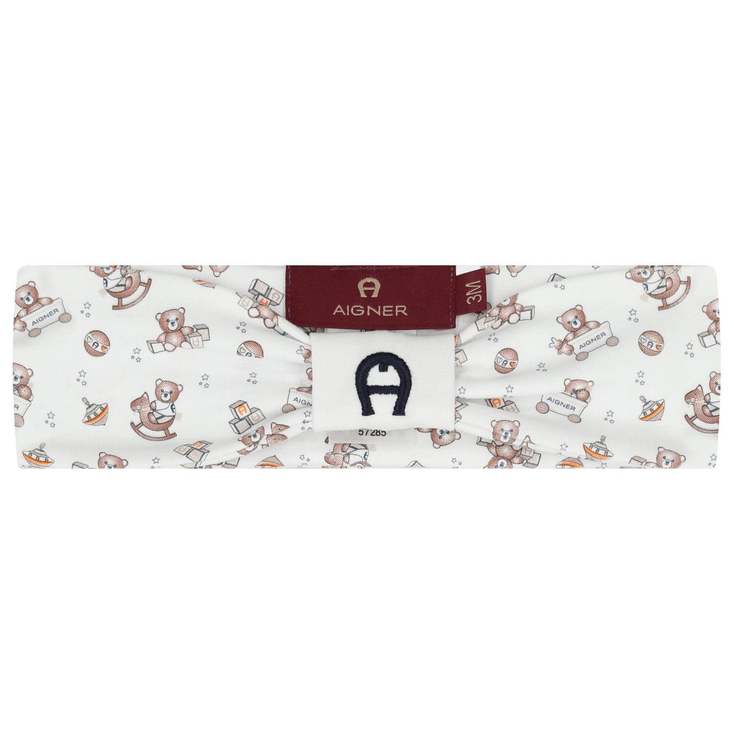 Baby Girls White Teddy Bear Logo Headband, 1, hi-res
