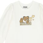 Girls Ivory Teddy Bear Logo Dress, 1, hi-res