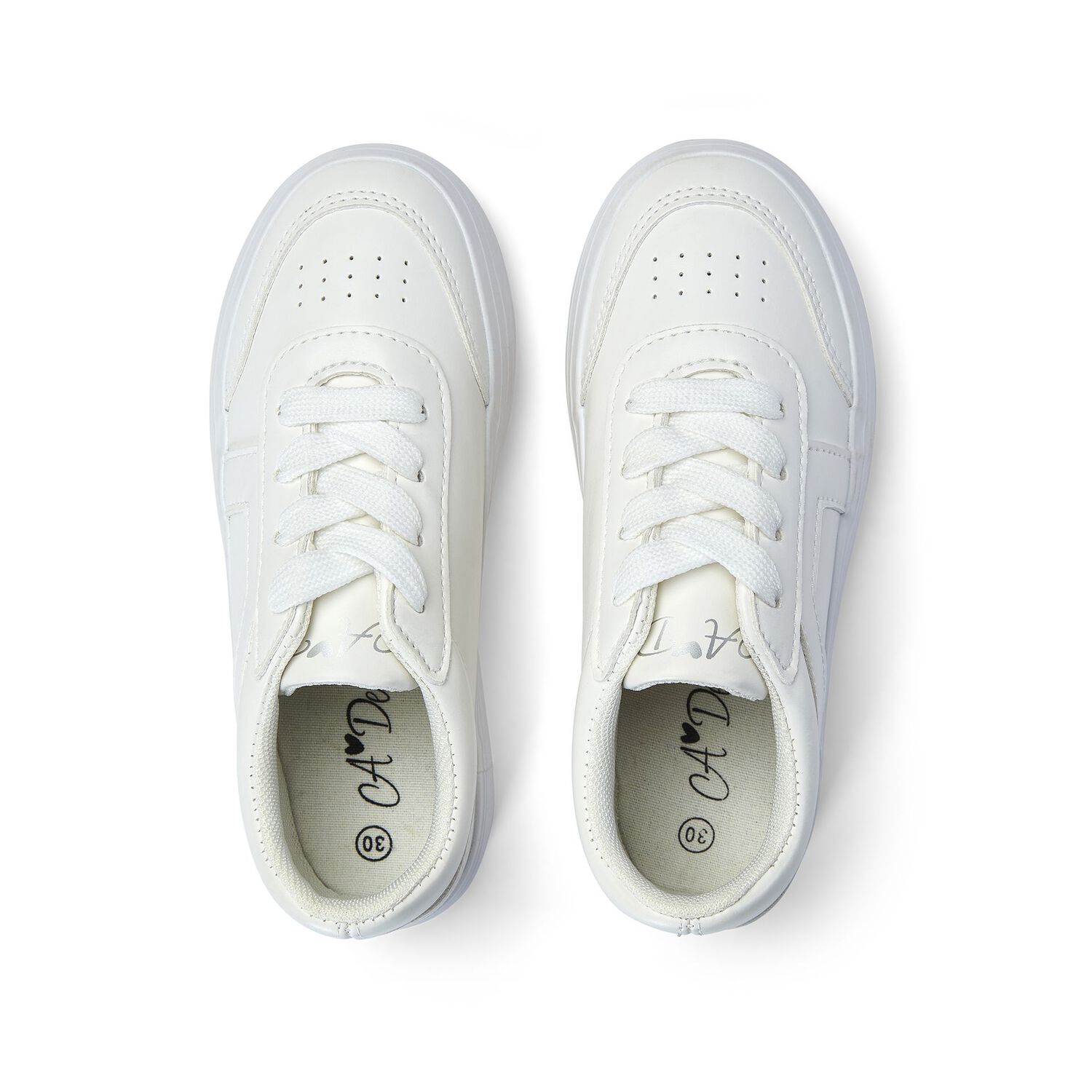 Girls White Chunky Faux Leather Platform Trainers, 1, hi-res image number null