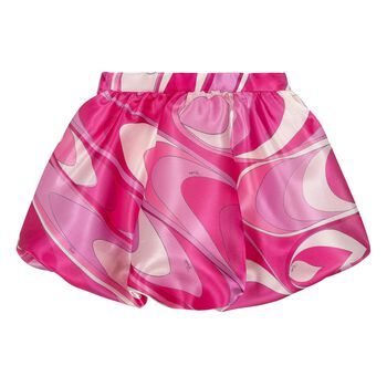 Girls Pink & Purple Marmo Satin Skirt
