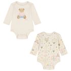 Baby Girls Ivory Polo Bear Bodysuits ( 2 Pack ), 1, hi-res