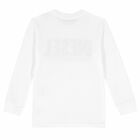 Boys White Logo Long Sleeve Top, 3, hi-res