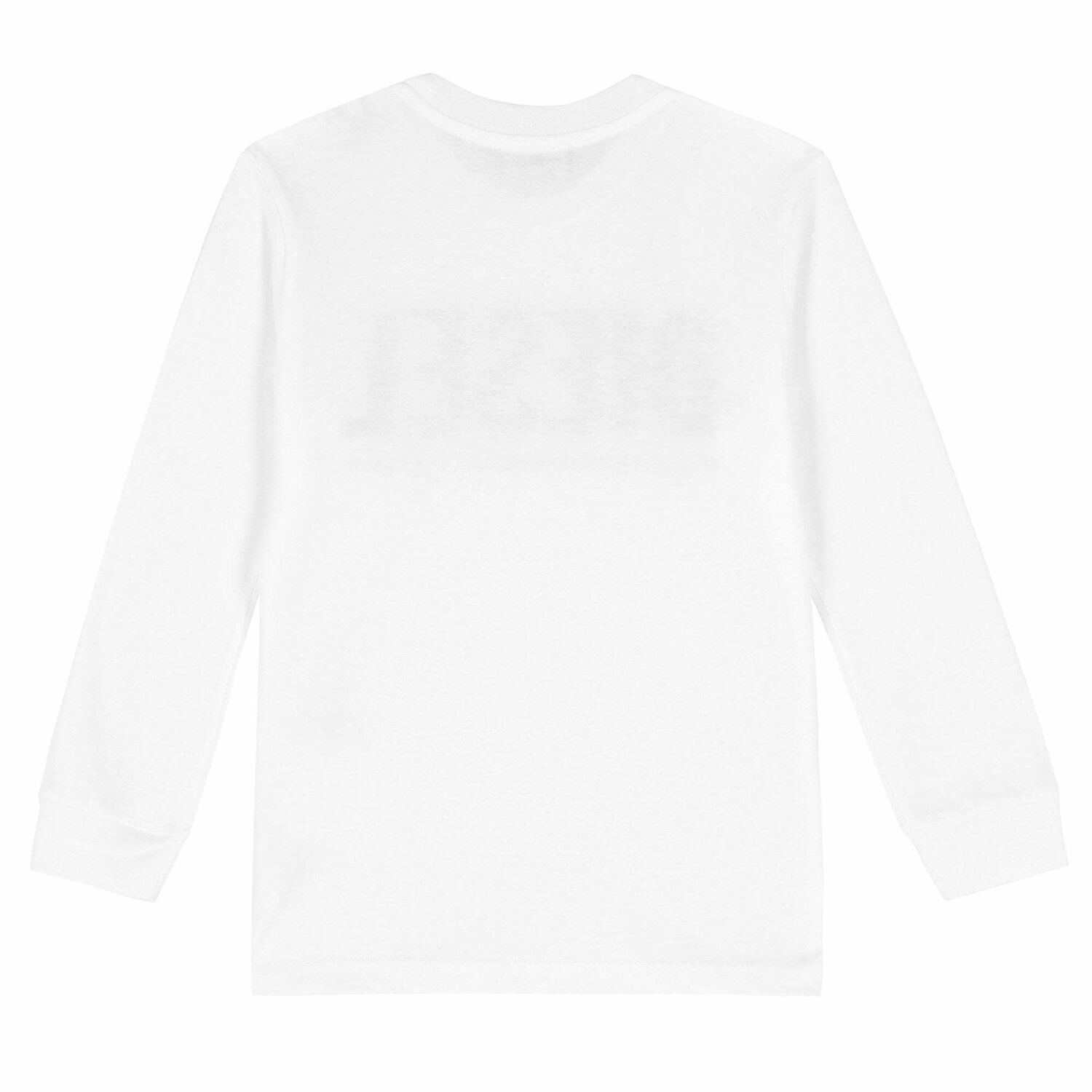 Boys White Logo Long Sleeve Top, 3, hi-res