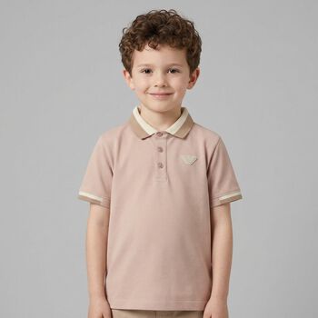 Boys Beige Logo Polo Shirt