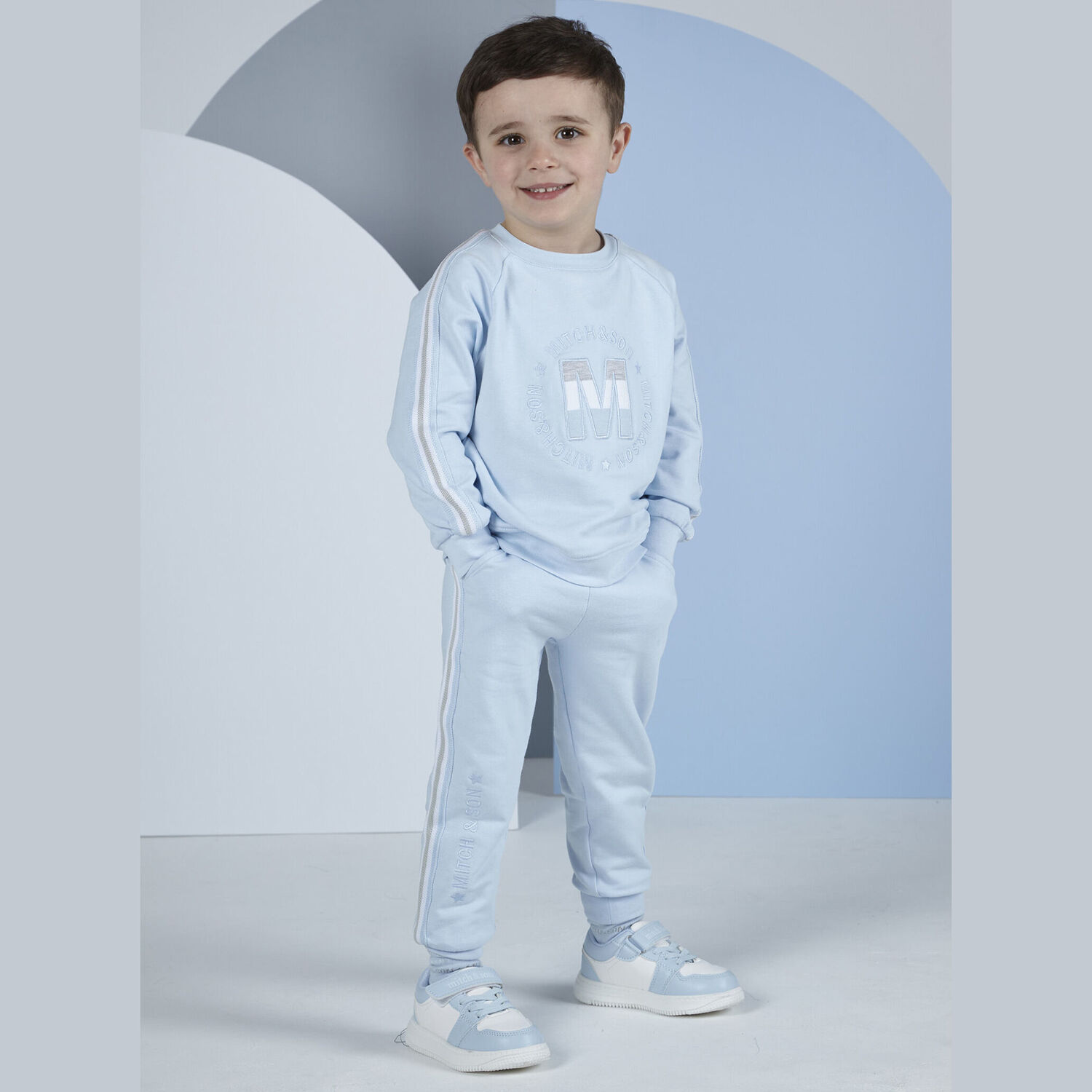 Boys Blue Logo Tracksuit, 1, hi-res