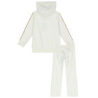 Girls Ivory & Gold Logo Tracksuit, 1, hi-res