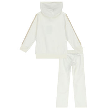 Girls Ivory & Gold Logo Tracksuit