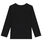 Boys Black Logo Long Sleeve Top, 2, hi-res