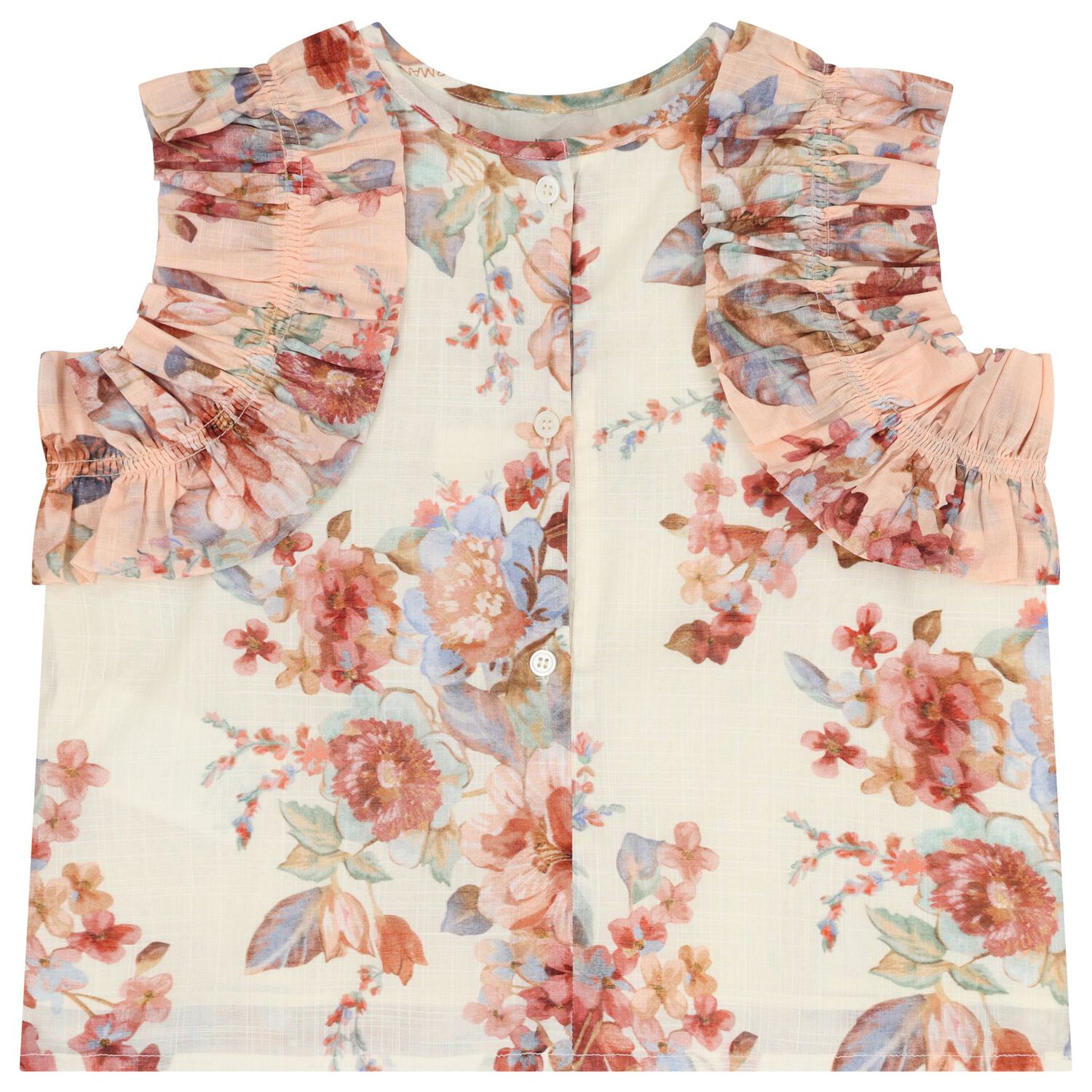 Girls Pink & Ivory Floral Blouse, 1, hi-res