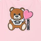 Younger Girls Pink Teddy Bear Ruffled Swimsuit, 1, hi-res