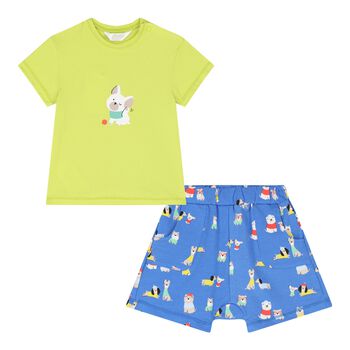 Baby Boys Green & Blue Shorts Set