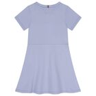 Girls Blue Logo Dress, 2, hi-res