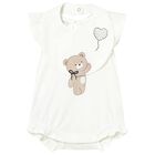 Baby Girls White Teddy Bear Romper Set, 2, hi-res