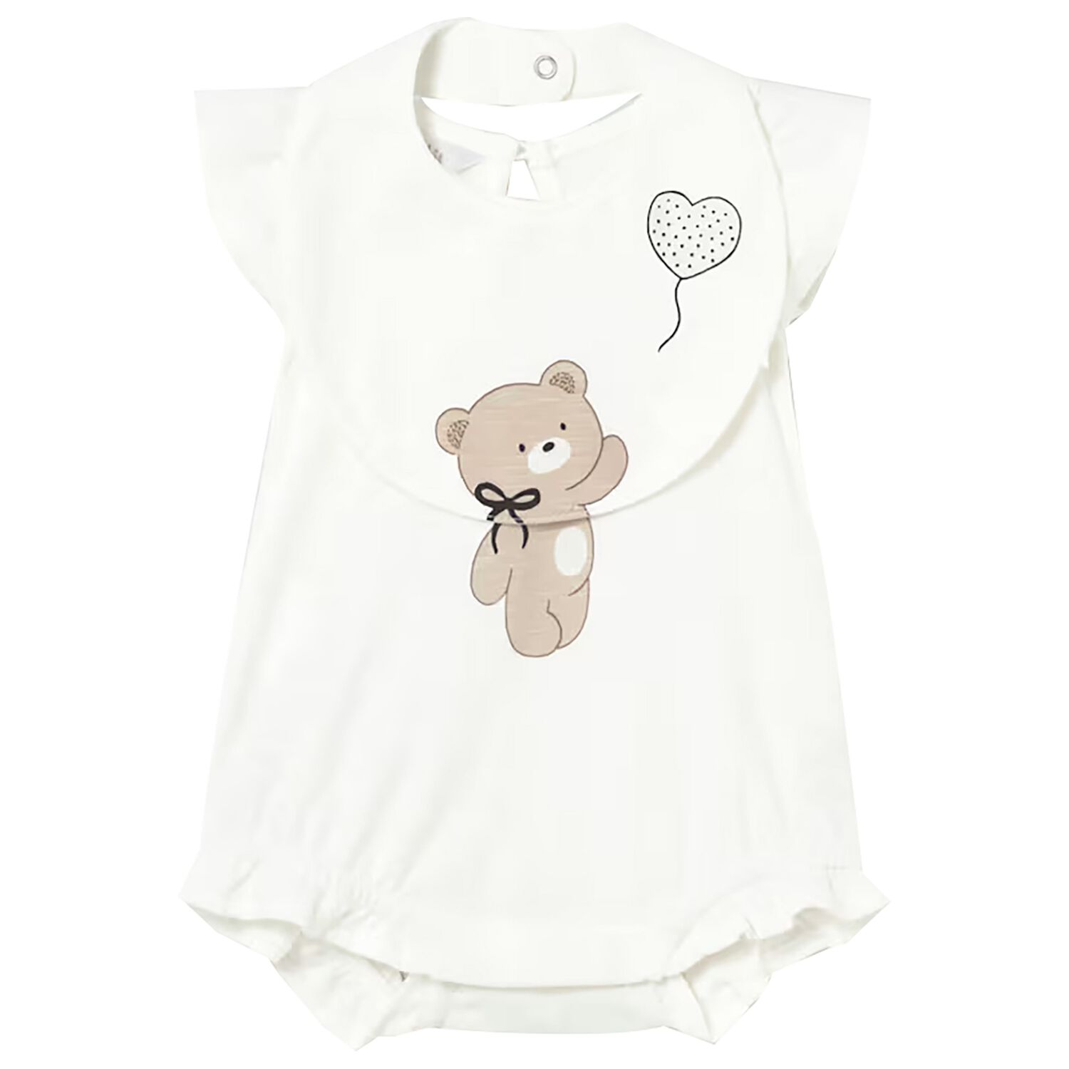 Baby Girls White Teddy Bear Romper Set, 2, hi-res