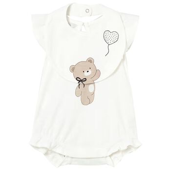 Baby Girls White Teddy Bear Romper Set