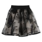 Girls Black & Beige Floral Tulle Skirt, 1, hi-res