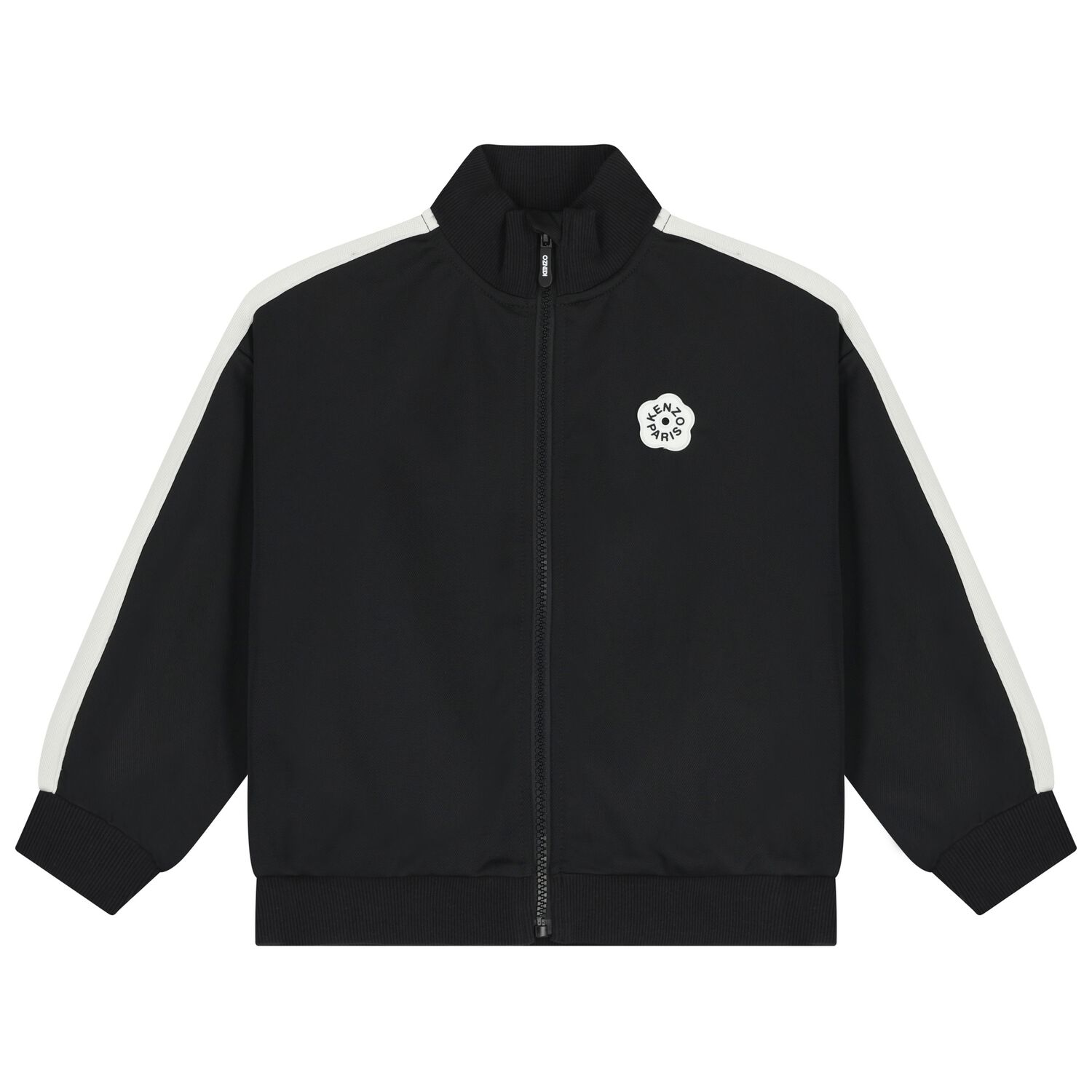 Girls Black Logo Zip Up Top, 1, hi-res