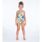 Girls Multi-Coloured Abstract Swimsuit, 1, hi-res