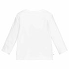 Baby Girls White Long Sleeve Logo Top, 1, hi-res