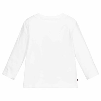 Baby Girls White Long Sleeve Logo Top