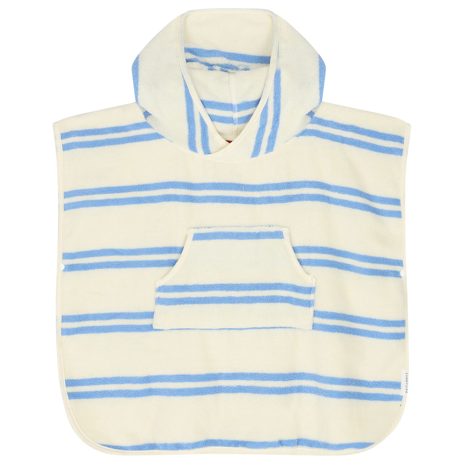 Boys Ivory & Blue Striped Hooded Poncho Towel, 1, hi-res