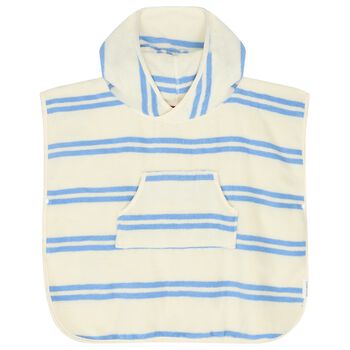 Boys Ivory & Blue Striped Hooded Poncho Towel
