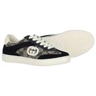 Navy Blue & Beige GG logo Canvas Trainers, 2, hi-res