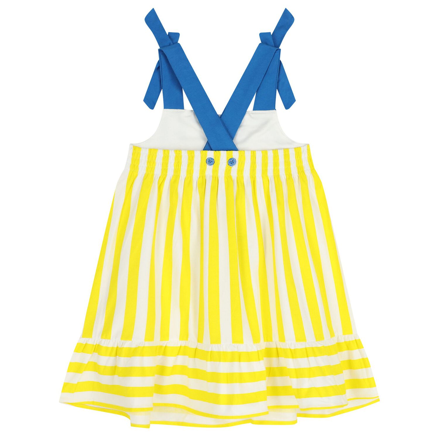 Girls White, Yellow & Blue Logo Dress, 1, hi-res