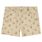 Younger Girls Beige Dogs Shorts, 1, hi-res