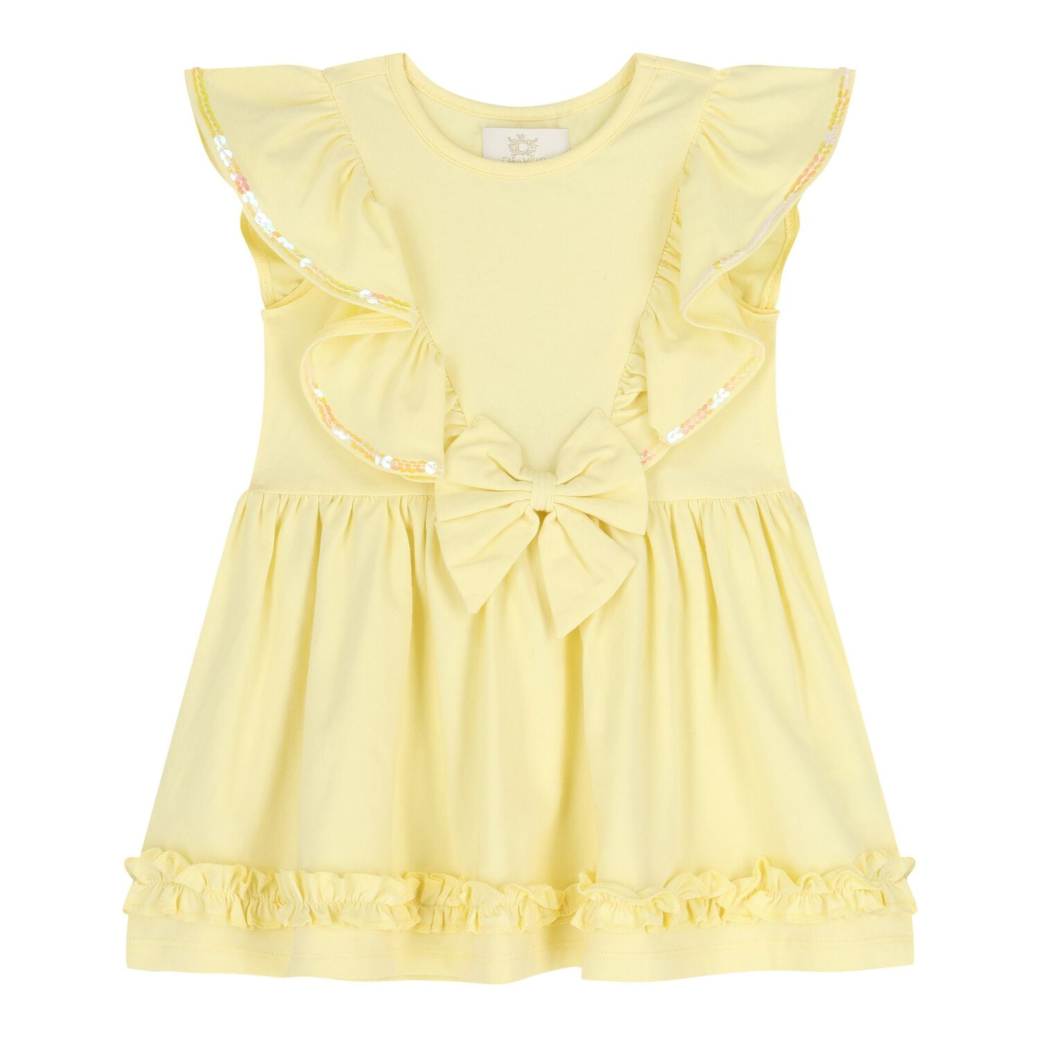 Baby Girls Yellow Ruffle Dress, 3, hi-res