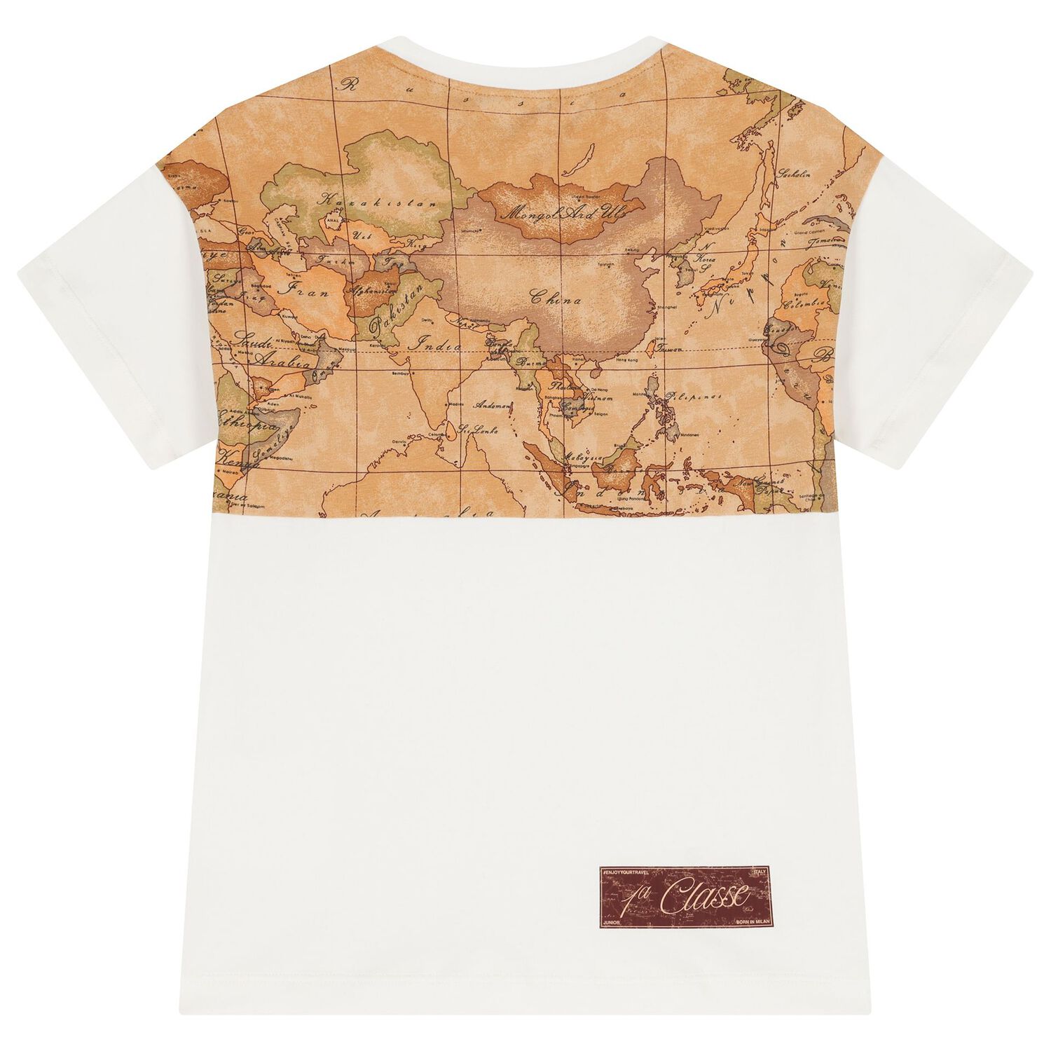 Boys White & Beige Geo Map Logo T-Shirt, 1, hi-res