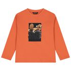 Boys Orange Skateboard Long Sleeve Top, 2, hi-res
