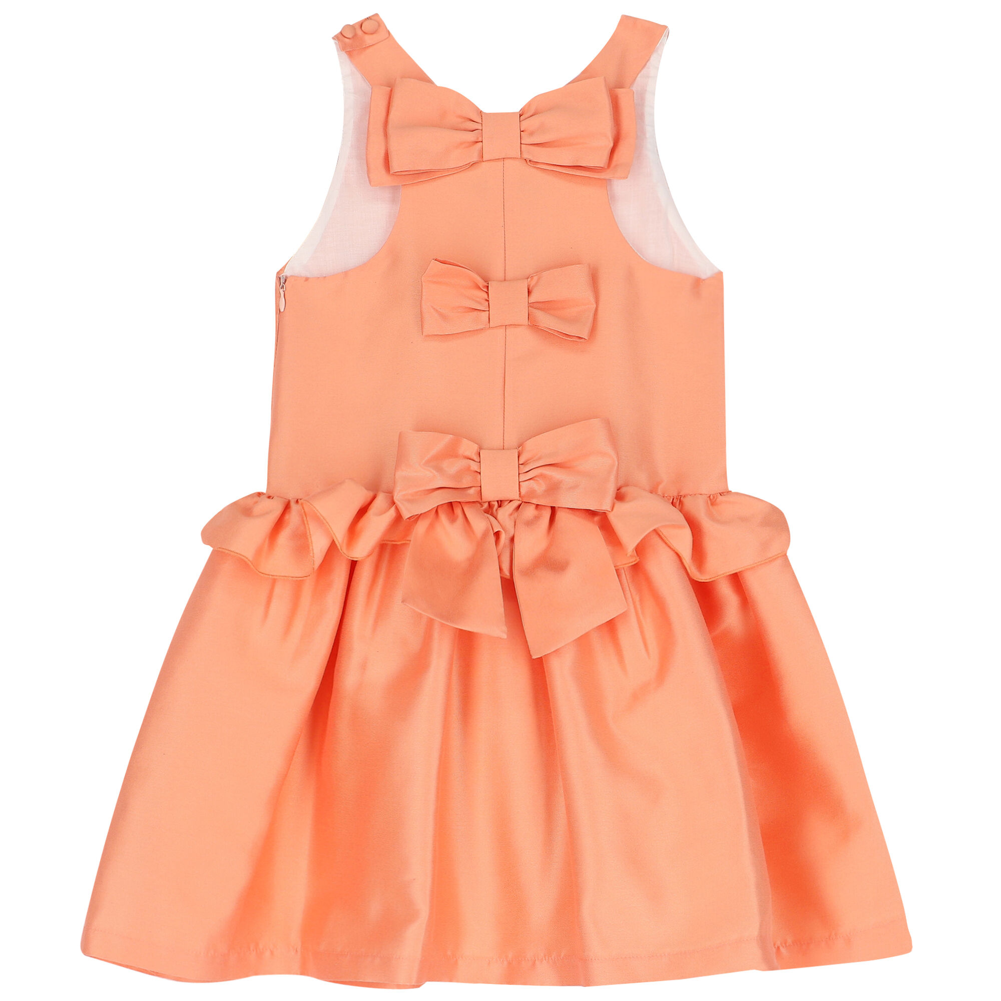 Balloon Chic Girls Orange Satin Bow Dress Junior Couture UK
