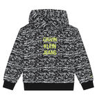 Boys Black & White Logo Hooded Top, 1, hi-res