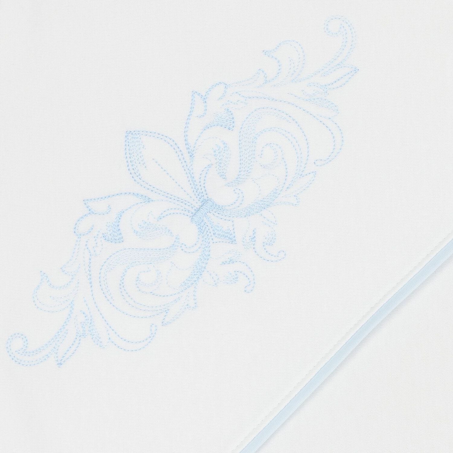 Baby Boys White & Blue Embroidered Blanket & Hat Set, 1, hi-res