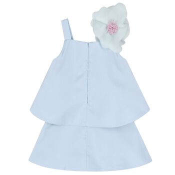Girls Blue Organza Flower Dress