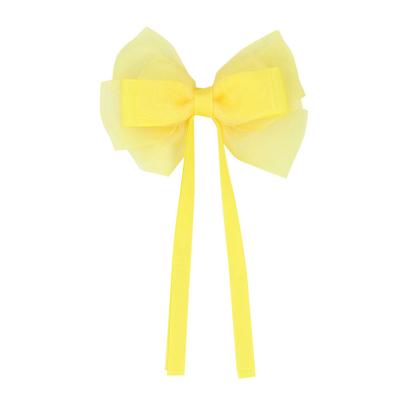 Girls Yellow Bow Hair Clip, 4, hi-res image number null