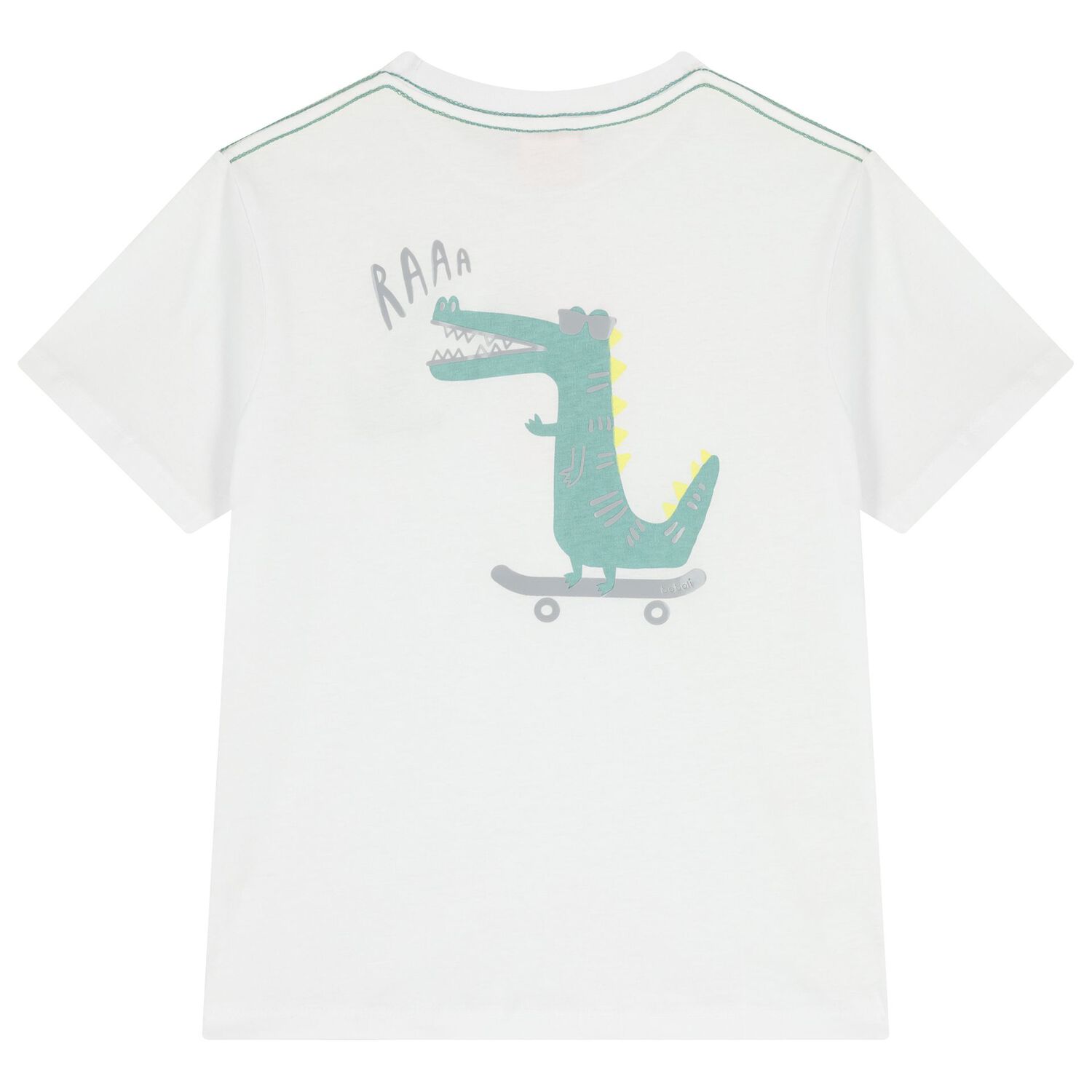 Boys White Crocodile T-Shirt, 1, hi-res