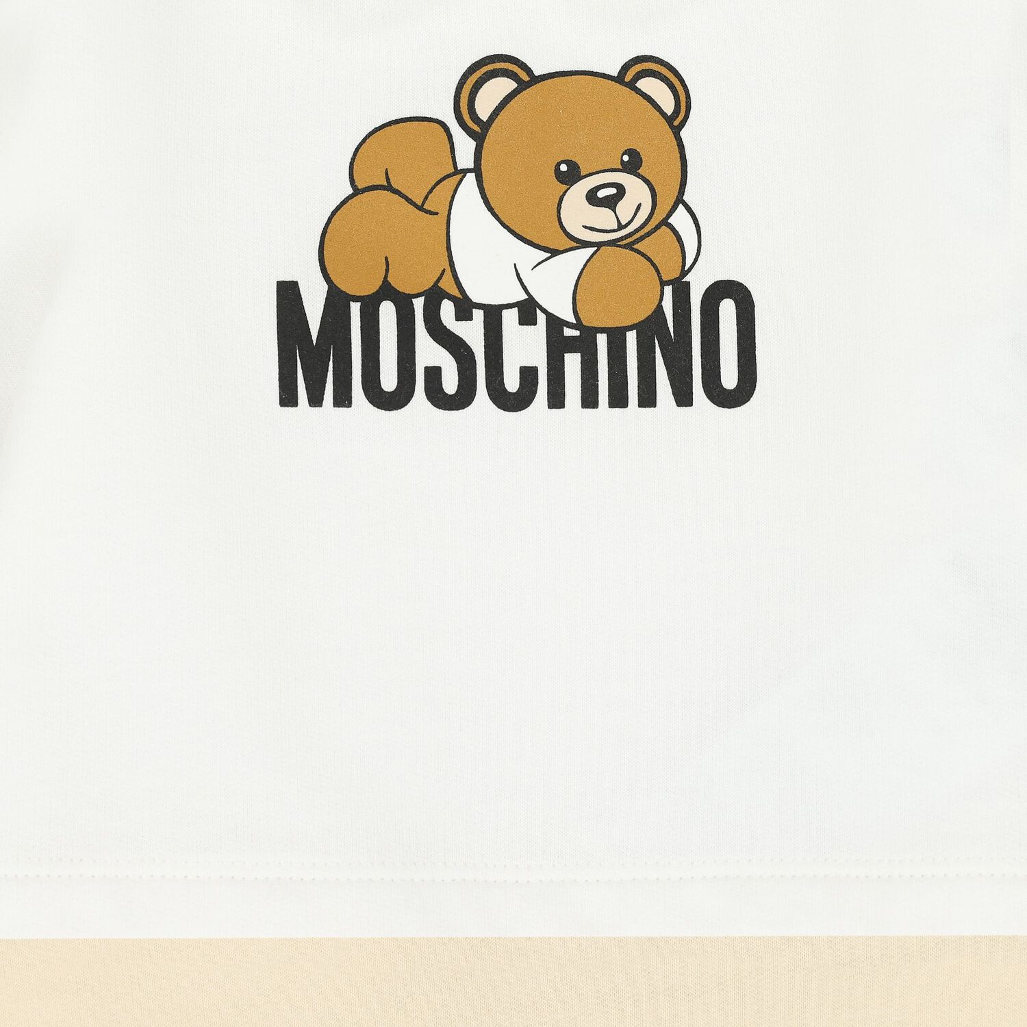 White & Beige Teddy Bear Logo Babygrow, 1, hi-res